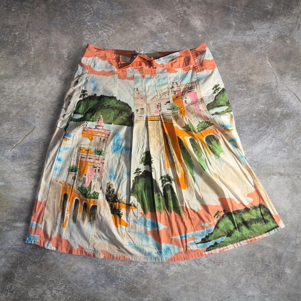Good clothes Milano Micanos Collection Scenic Coastal Print A-Line Skirt Size 12